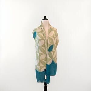 Jim Shore Batik Bohemian Floral Geometric Scarf Shawl Coastal Grandma New 76x24”